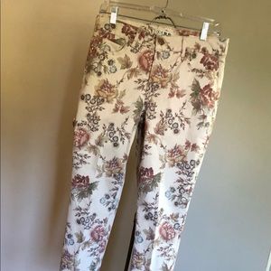 Code Bleu boho floral print straight leg jeans